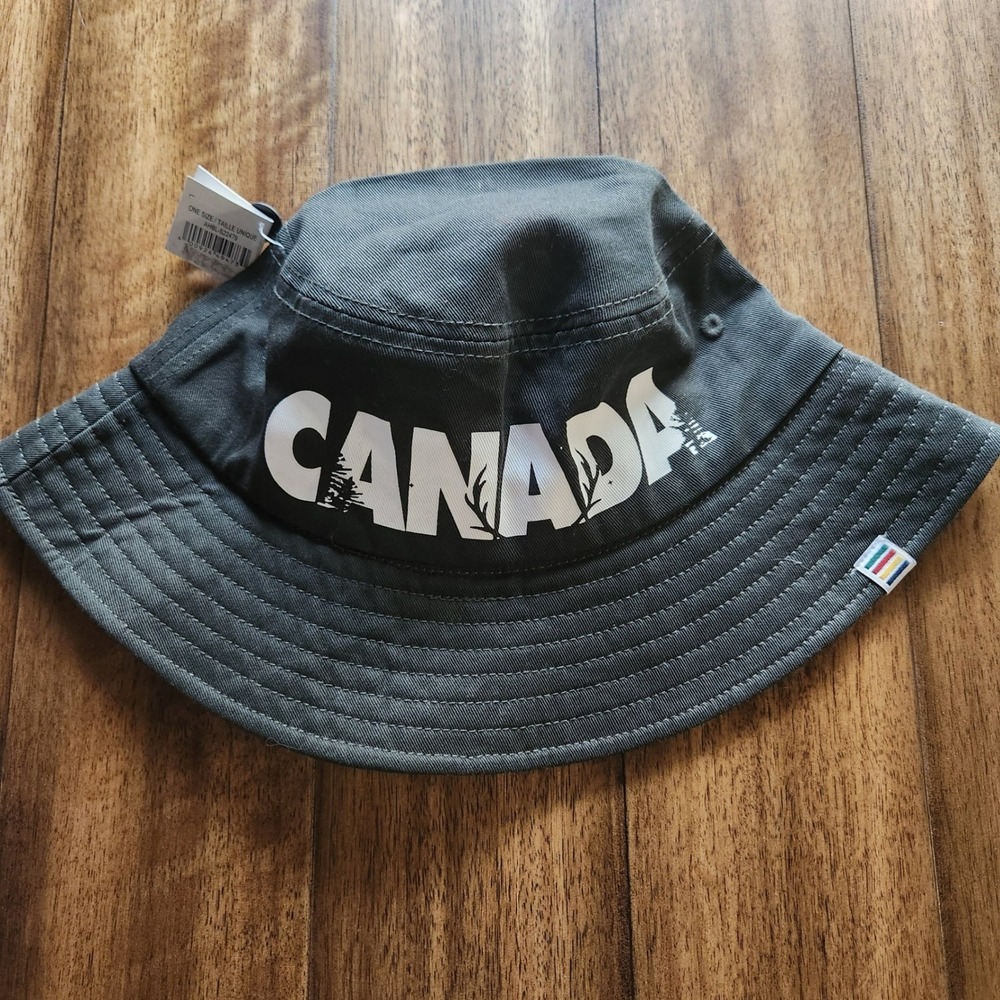 Hudson Bay Canada Bucket Hat Grey Cotton Unisex Adults‎